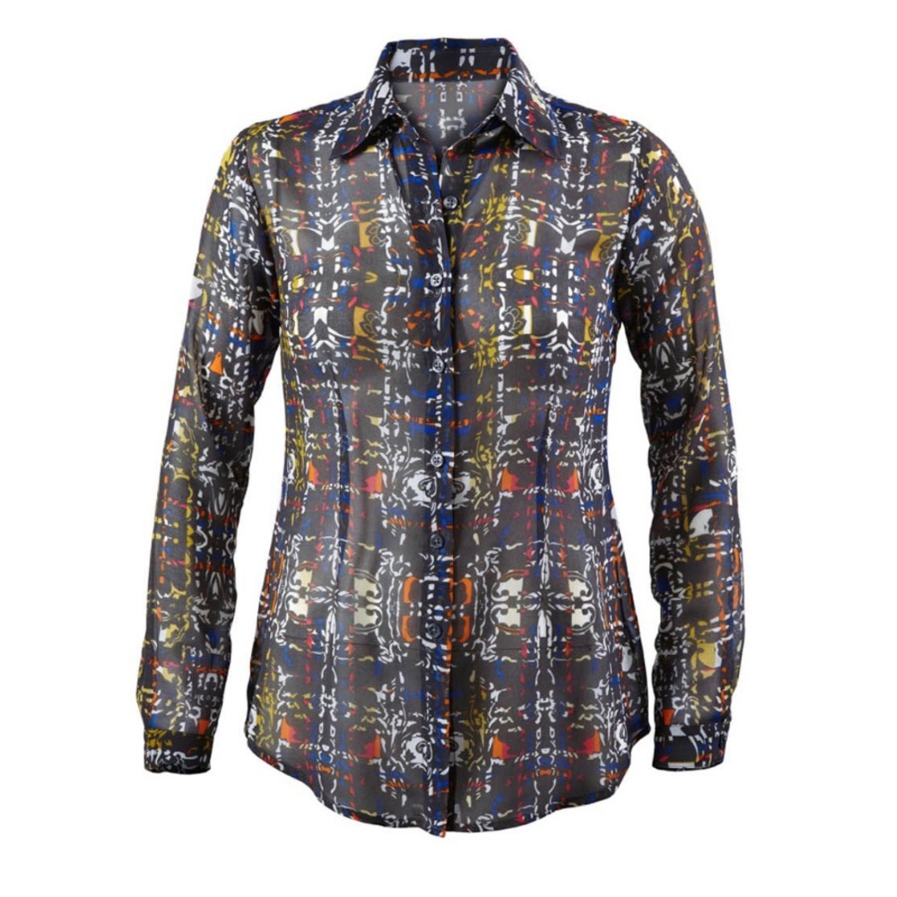 CAbi | Sheer Festival Blouse Button Down Shirt L